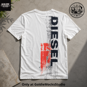 White Diesel Shirt Distressed Graffiti Graphic V-Neck Streetwear Tee