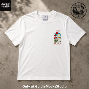 Casa Blanca Shirt Coastal Rose Graphic White Tee – Vintage Mediterranean Floral Streetwear T-Shirt