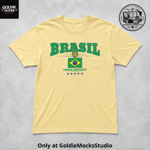 Vintage Volleyball Brazil Shirt – Brasil Verde-Amarela Retro Fan Graphic Tee